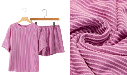 (PREORDER) Striped Casual Fashion Women's 2-Piece Short Sleeve Top & Shorts Set