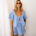 Grammys Gingham Loose Tie Top and Shorts Set